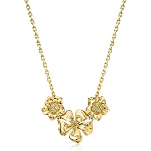 image:imageRossSimons Italian 10kt Yellow Gold Flower Necklace 16 inches