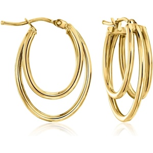 image:imageRossSimons Italian 10kt Yellow Gold TripleOval Hoop Earrings