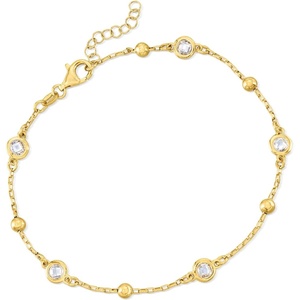 image:imageRossSimons Italian 115 ct tw BezelSet CZ Station Anklet9 Inches