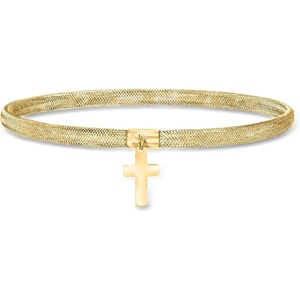 image:imageRossSimons Italian 14kt Yellow Gold Cross Charm Mesh Braceletno gemstone