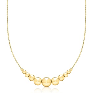 image:imageRossSimons Italian 18kt Gold Over Sterling Graduated Bead CableChain Necklace 18 inches