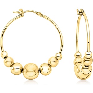 image:imageRossSimons Italian 18kt Gold Over Sterling Graduated Bead Hoop Earrings