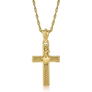image:imageRossSimons Italian 18kt Gold Over Sterling Sacred Heart Cross Adjustable Pendant Necklace
