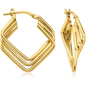 image:imageRossSimons Italian 18kt Gold Over Sterling TripleSquare Hoop Earrings