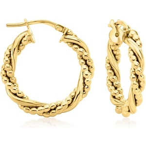 image:imageRossSimons Italian 18kt Gold Over Sterling Twisted Bead Hoop Earrings