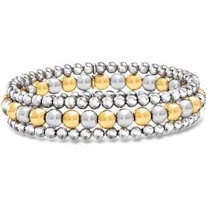 image:imageRossSimons Italian 2Tone Sterling Silver Jewelry Set 3 46mm Bead Stretch Braceletsno gemstone
