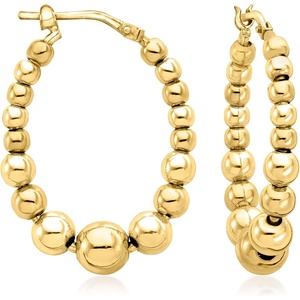 image:imageRossSimons Italian 36mm 18kt Gold Over Sterling Bead Oval Hoop Earrings