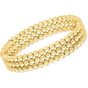 image:imageRossSimons Italian 5mm 18kt Gold Over Sterling Jewelry Set 3 Bead Stretch Braceletsyellow