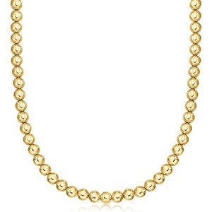 image:imageRossSimons Italian 8mm 18kt Gold Over Sterling Bead NecklaceNo Gemstone