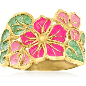 image:imageRossSimons Italian Multicolored Enamel Flower Ring in 14kt Yellow GoldNo Gemstone