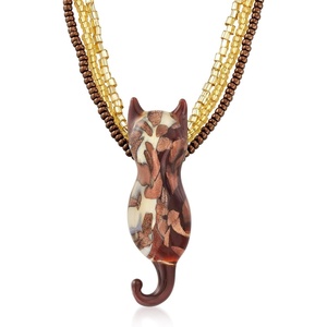 image:imageRossSimons Italian Multicolored Murano Glass 3Strand Cat Pendant Necklace With 18kt Gold Over SterlingNo Gemstone