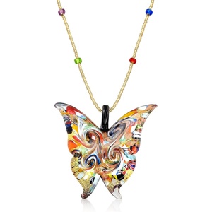 image:imageRossSimons Italian Multicolored Murano Glass Butterfly Pendant Necklace With 18kt Gold Over Sterling 18 inches