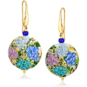 image:imageRossSimons Italian Multicolored Murano Glass Hydrangea Drop Earrings in 18kt Gold Over Sterling