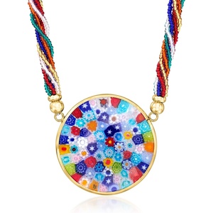 image:imageRossSimons Italian Multicolored Murano Glass Millefiori MultiStrand Necklace With 18kt Gold Over Sterling 18 inches