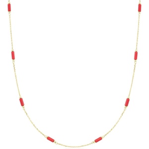 image:imageRossSimons Italian Red Coral Bead Station Necklace in 18kt Yellow GoldCoral