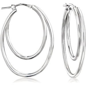 image:imageRossSimons Italian Sterling Silver DoubleOval Hoop Earrings