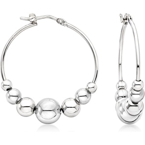 image:imageRossSimons Italian Sterling Silver Graduated Bead Hoop Earrings