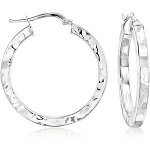 image:imageRossSimons Italian Sterling Silver Hammered Hoop Earrings