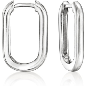 image:imageRossSimons Italian Sterling Silver Medium Paper Clip Link Hoop Earrings