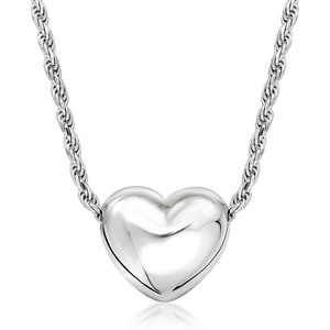 image:imageRossSimons Italian Sterling Silver Puffed Heart Necklace 18 inches