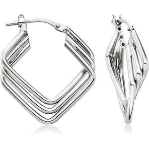 image:imageRossSimons Italian Sterling Silver TripleSquare Hoop Earrings