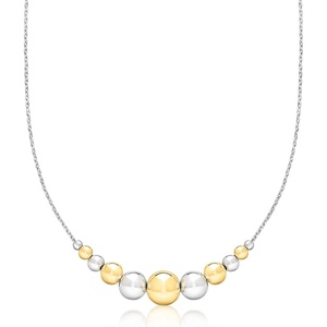 image:imageRossSimons Italian Sterling Silver and 18kt Gold Over Sterling Graduated Bead CableChain Necklace 18 inches