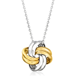 image:imageRossSimons Italian Sterling Silver and 18kt Gold Over Sterling Love Knot Necklace 18 inches
