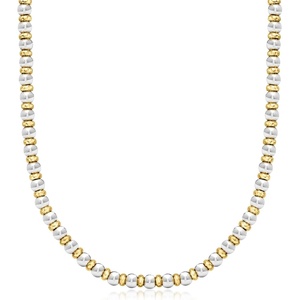image:imageRossSimons Italian Sterling Silver and 22kt Gold Over Sterling Bead NecklaceNo Gemstone