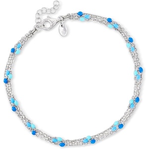 image:imageRossSimons Italian Tonal Blue Enamel Bead Station Anklet in Sterling Silver 9 inches