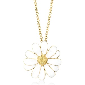 image:imageRossSimons Italian White Enamel Daisy Necklace in 18kt Gold Over Sterling 18 inches