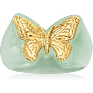 image:imageRossSimons Jade Butterfly Ring in 14kt Yellow GoldJade
