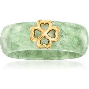 image:imageRossSimons Jade Clover Station Ring in 18kt Gold Over SterlingJade
