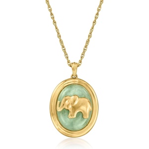 image:imageRossSimons Jade Elephant Pendant Necklace in 18kt Gold Over Sterling 18 inches