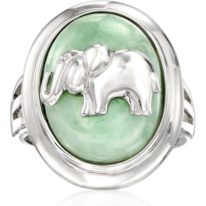 image:imageRossSimons Jade Elephant Ring in Sterling SilverJade
