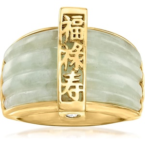 image:imageRossSimons Jade Fortune Prosperity Longevity Ring With 18kt Gold Over SterlingJade