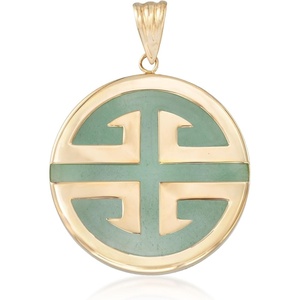 image:imageRossSimons Jade Longevity Circle Pendant in 14kt Yellow Gold