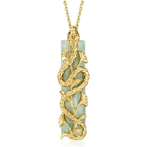 image:imageRossSimons Jade Snake Pendant Necklace With Sapphires in 18kt Gold Over Sterling 18 inches