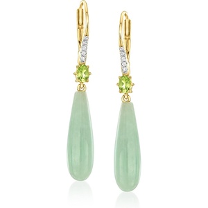 image:imageRossSimons Jade and 20 ct tw Peridot Drop Earrings With White Topaz in 18kt Gold Over Sterling