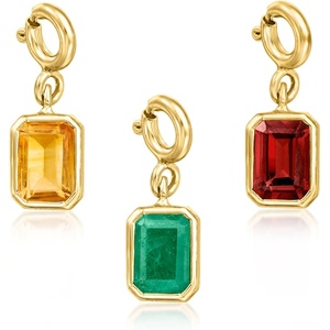 image:imageRossSimons JuneMoonstone  Rectangular Birthstone Charm in 18kt Gold Over Sterling