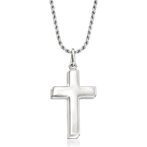 image:imageRossSimons Mens Sterling Silver Cross Pendant Necklace 22 inches