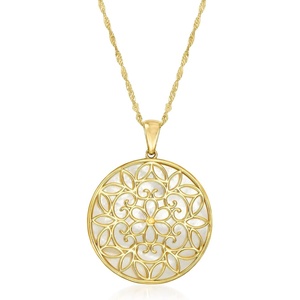image:imageRossSimons MotherOfPearl Floral Pendant Necklace in 18kt Gold Over Sterling 18 inches