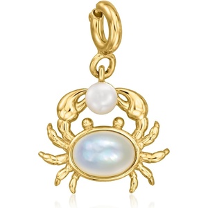 image:imageRossSimons MotherOfPearl and 354mm Cultured Pearl Crab Charm in 18kt Gold Over Sterling