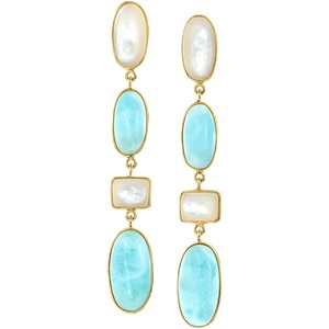 image:imageRossSimons MotherOfPearl and Larimar Drop Earrings in 18kt Gold Over Sterling