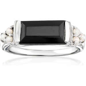 image:imageRossSimons Onyx Ring With 152mm Cultured Pearls in Sterling Silver