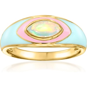 image:imageRossSimons Opal Ring With Pastel Pink and Blue Enamel in 18kt Gold Over SterlingOpal
