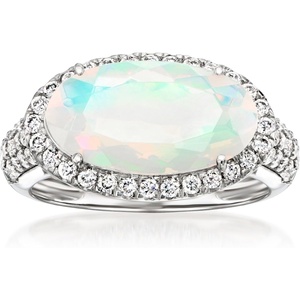 image:imageRossSimons Opal and 58 ct tw LabGrown Diamond Ring in PlatinumDiamond