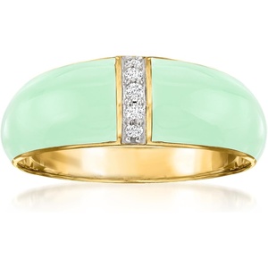 image:imageRossSimons Pastel Green Enamel Dome Ring With Diamonds in 18kt Gold Over SterlingDiamond