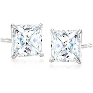 image:imageRossSimons PrincessCut CZ Stud Earrings in 14kt White GoldWhite