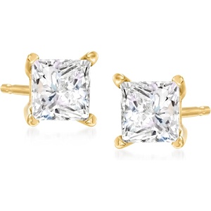 image:imageRossSimons PrincessCut CZ Stud Earrings in 14kt Yellow GoldWhite