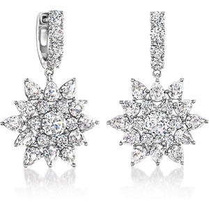 image:imageRossSimons RhodiumPlated Floral Hoop Drop Earrings With 830 ct tw Czs